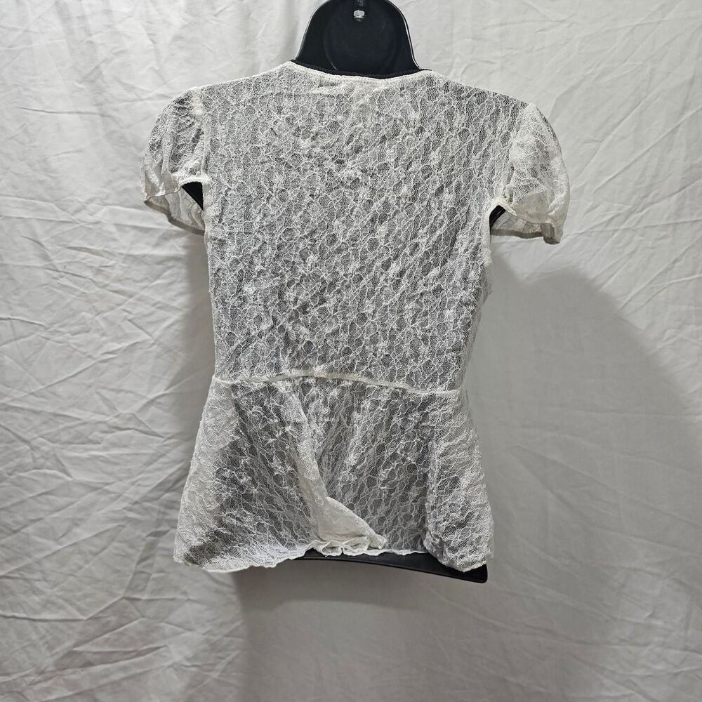retro 90s white lace babydoll v neck coquette top - Picture 3 of 6